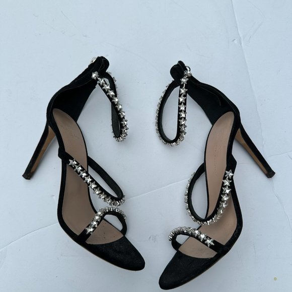 Giuseppe Zanotti Harmony Cometa Sandals Black Suede Star Crystal Studs Eu 38.5 - Picture 5 of 14